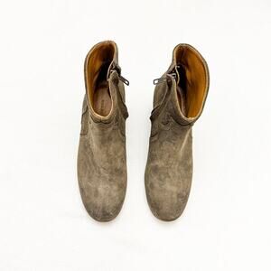 Isabel Marant Distressed Suede Leather Round Toe Ankle Bootie Size 36 France